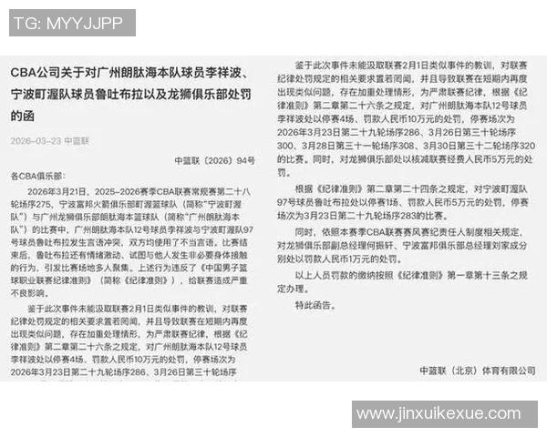 CBA因违规行为遭罚款并停赛，相关决策引发广泛关注